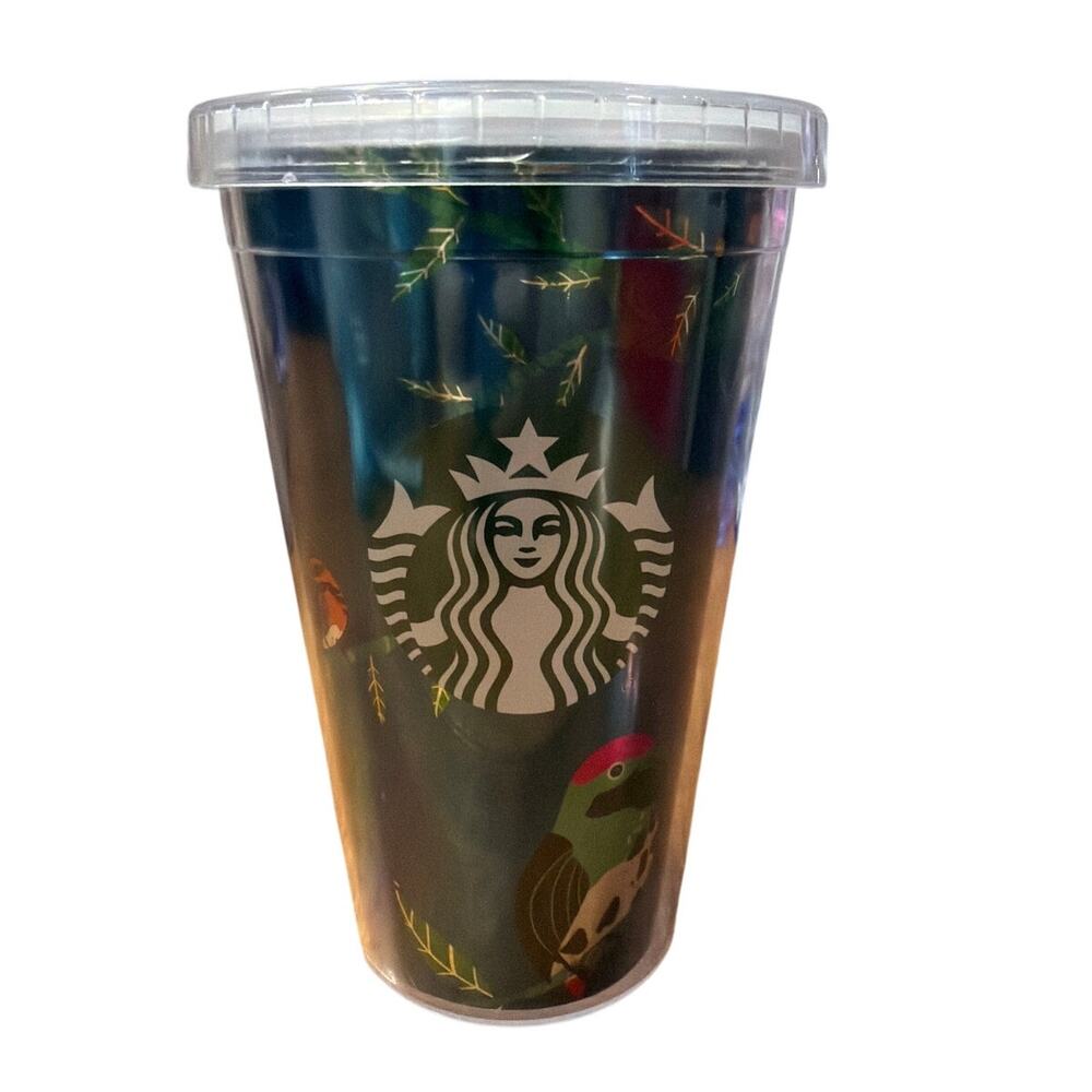 Starbucks 2020 16oz Bird Leaves Tumbler Double Walled No Straw Grande Coffee Cup